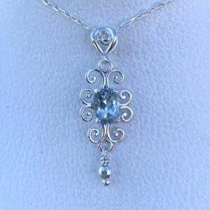 Aquamarine sterling pendant.