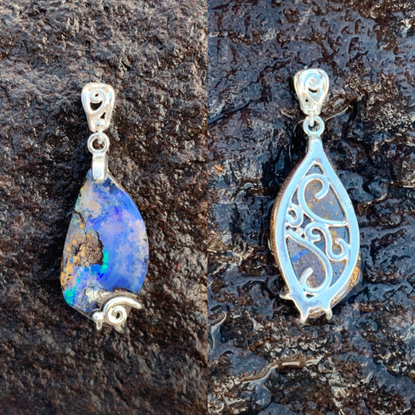 Custom Made Boulder Opal Pendant.