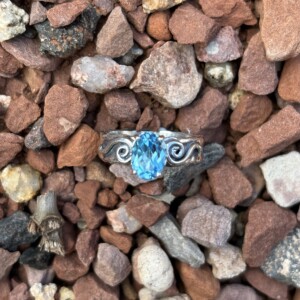 Blue Topaz Spiral of Life Ring.