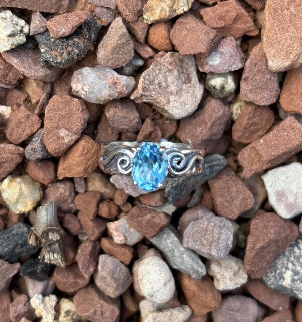 Blue Topaz Spiral of Life Ring.