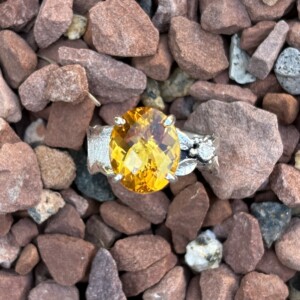 Citrine Diamond Free Form Leaf ring.