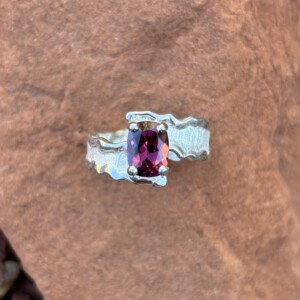 Rhodolite Garnet Sterling Free Form ring.