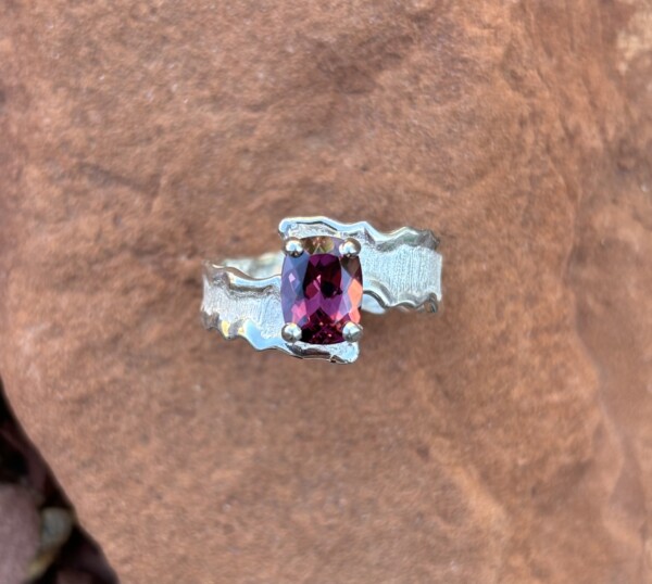 Rhodolite Garnet Sterling Free Form ring.