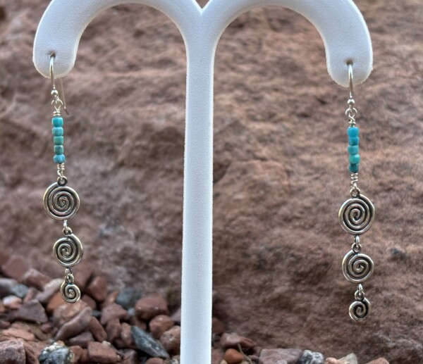 Spiral of Life Sterling and Turquoise Earrings.