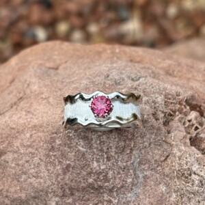 Pink Tourmaline Free Form Sterling Ring