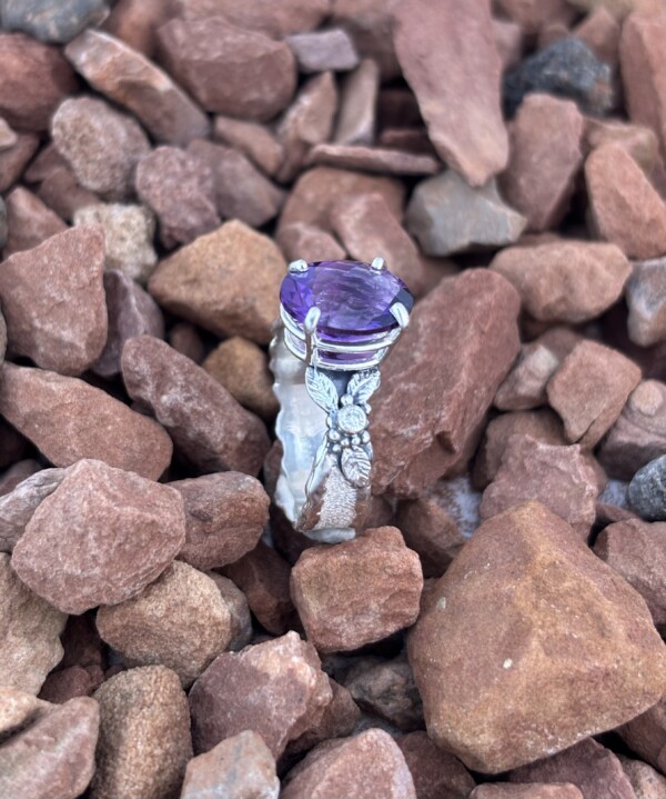 Amethyst Diamond Sterling Silver Ring